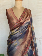 Pure Organza Digital Printed Saree – Dual Tone Rustic Elegance