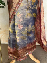Pure Organza Digital Printed Saree – Dual Tone Rustic Elegance