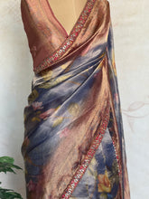 Pure Organza Digital Printed Saree – Dual Tone Rustic Elegance