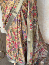 Gulmohar - Pen Kalamkari Tussar Silk Saree with Zari Border & Artistic Pallu