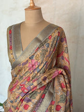 Gulmohar - Pen Kalamkari Tussar Silk Saree with Zari Border & Artistic Pallu