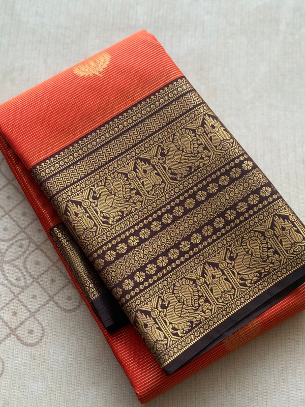 Semi Kanchi Silk Vairaoosi Saree with Double Border
