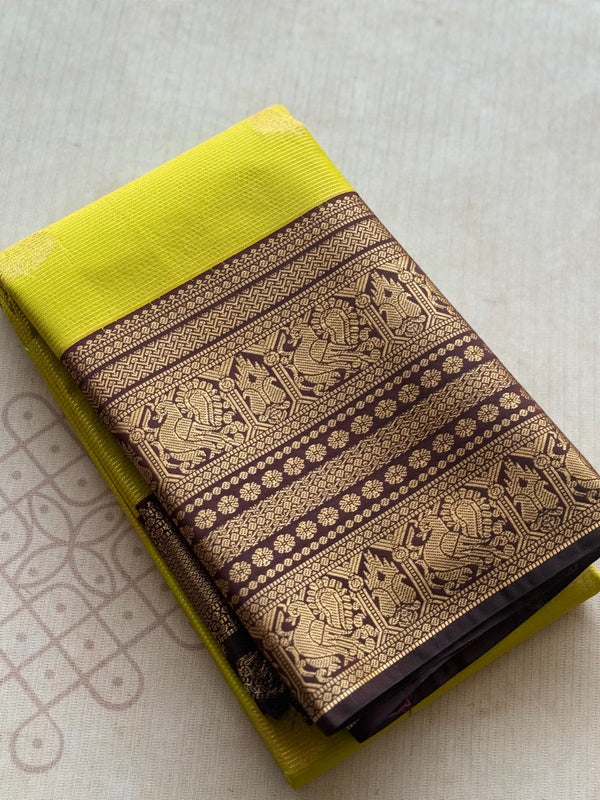 Semi Kanchi Silk Vairaoosi Saree with Double Border