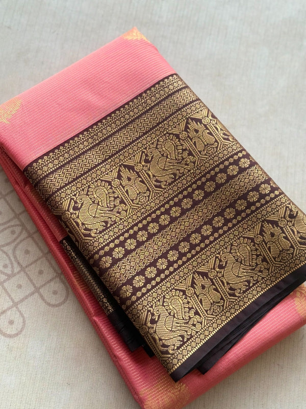 Semi Kanchi Silk Vairaoosi Saree with Double Border