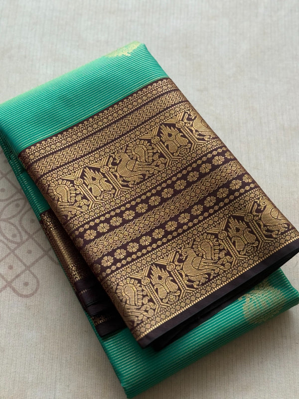 Semi Kanchi Silk Vairaoosi Saree with Double Border