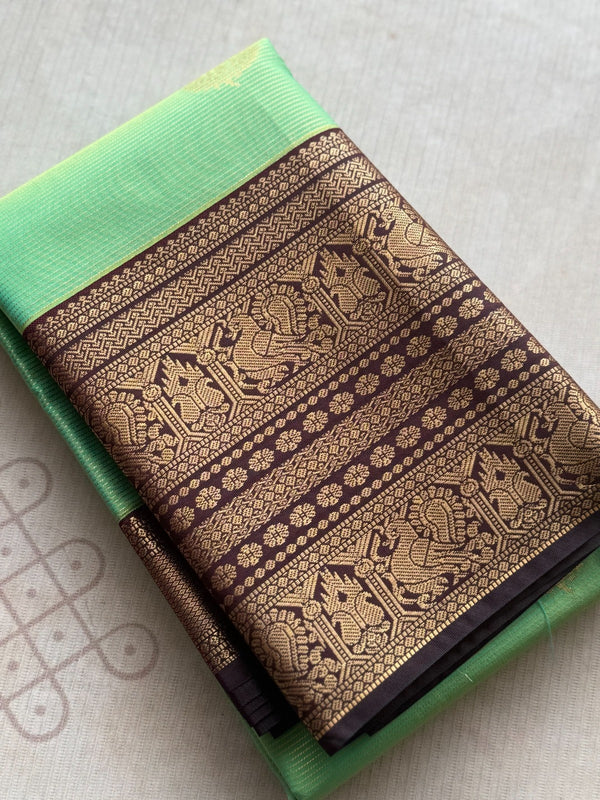 Semi Kanchi Silk Vairaoosi Saree with Double Border