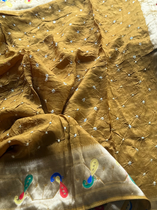 Krishvi - Pure Viscose Bandhini Saree With Paithani Border & Pallu