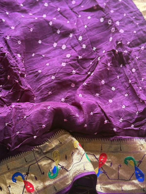Krishvi - Pure Viscose Bandhini Saree With Paithani Border & Pallu