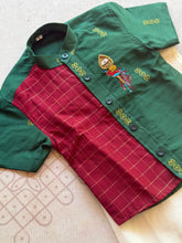 Velum Mayilum Hand-Embroidered Boys Temple Shirt & Dhoti Set — South Indian Traditional Ethnic Wear Onam Edit