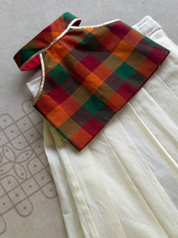 Vaishnavi - Chettinad Cotton Crop Top & Skirt Set for Onam Edit