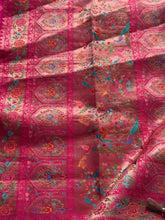 Pure Pashmina Banarasi Silk Saree – With Multicolour Floral & Peacock Pallu