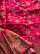 Pure Pashmina Banarasi Silk Saree – With Multicolour Floral & Peacock Pallu