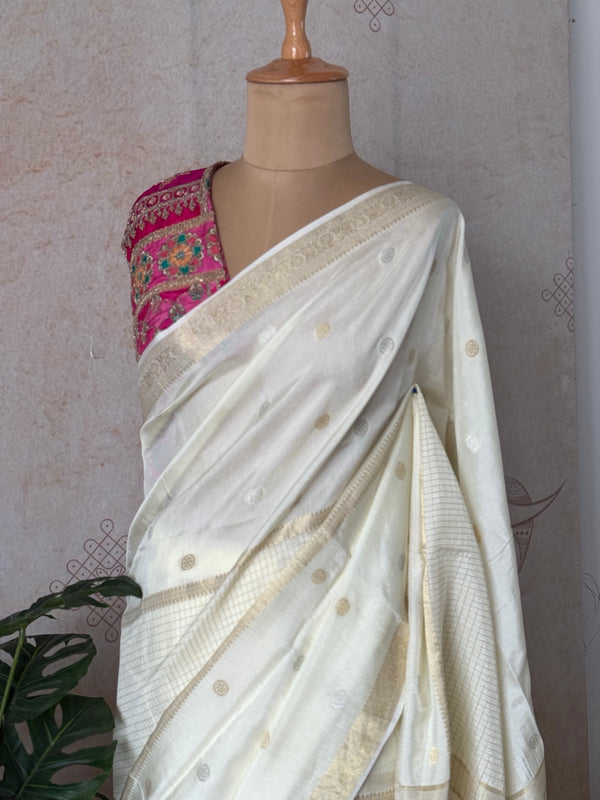 Mysore Crepe Silk Mubbagam Saree – Festive & Ethnic Wear