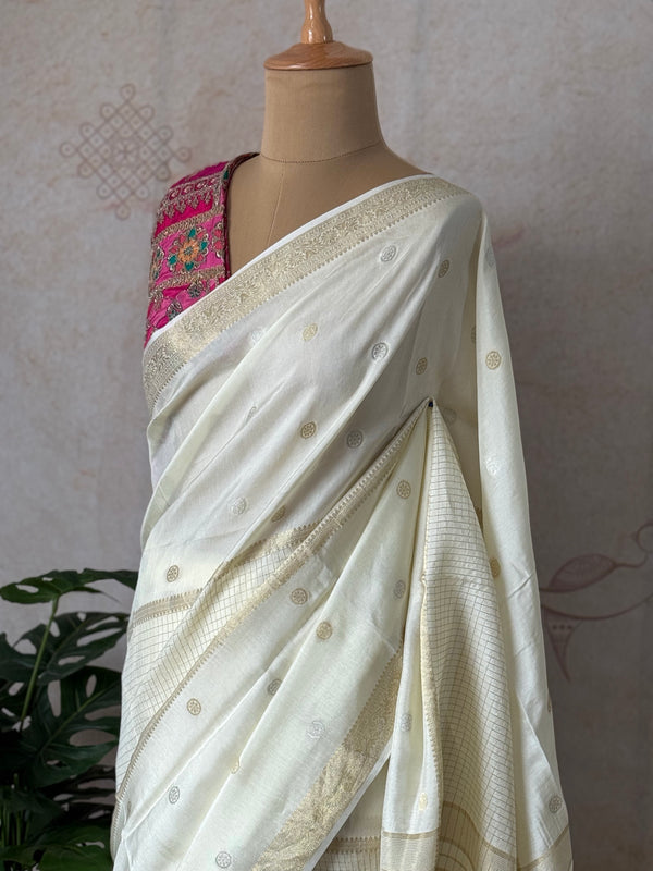Mysore Crepe Silk Mubbagam Saree – Festive & Ethnic Wear