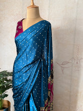 Red Modal Saree with Silver Buttas with Ajrakh Pallu