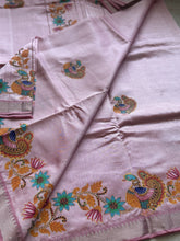 Narthaki - Mangalagiri Semi Silk Tanjore Handpainted Saree with Silver Temple Zari Border