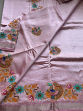 Narthaki - Mangalagiri Semi Silk Tanjore Handpainted Saree with Silver Temple Zari Border