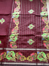 Narthaki - Mangalagiri Semi Silk Tanjore Handpainted Saree with Silver Temple Zari Border