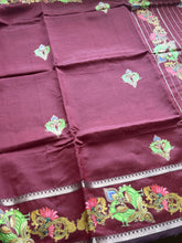 Narthaki - Mangalagiri Semi Silk Tanjore Handpainted Saree with Silver Temple Zari Border