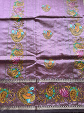 Narthaki - Mangalagiri Semi Silk Tanjore Handpainted Saree with Silver Temple Zari Border