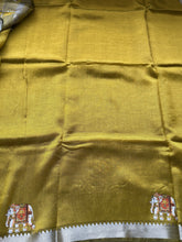 Narthaki - Mangalagiri Semi Silk Tanjore Handpainted Saree with Silver Temple Zari Border