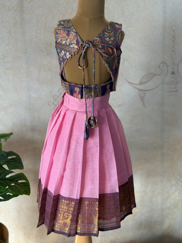 Taara Banarasi Embroidered Crop Top with Kanchi Cotton Skirt – Handcrafted Ethnic Set