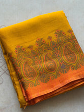 Soft Kashmir Pashmina Saree – Mustard Yellow Paisley Weave