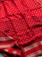 Red Mysore Crepe Silk Saree with All-Over Butta & Bentex Border