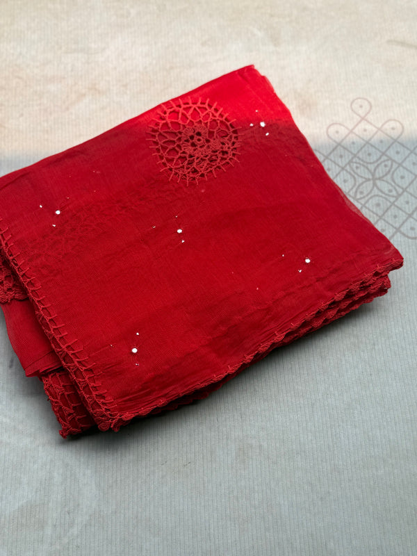 Kota Cotton Crochet Saree