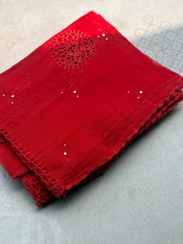 Kota Cotton Crochet Saree