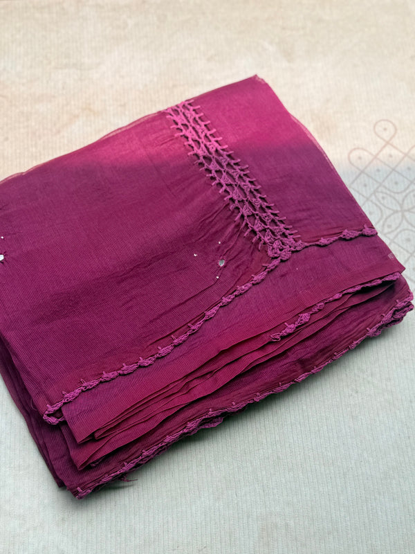 Kota Cotton Crochet Saree