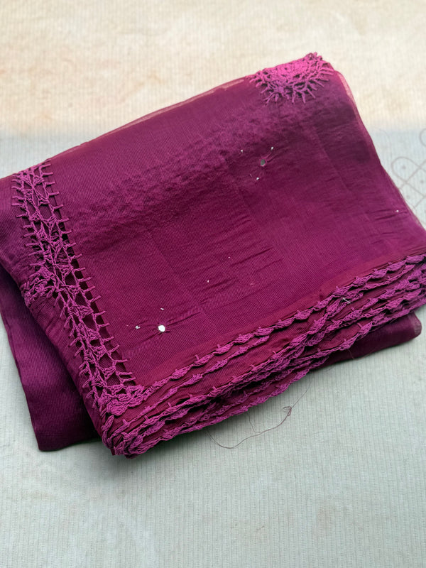 Kota Cotton Crochet Saree