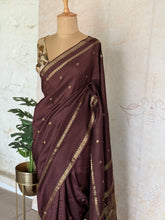 Pratya - Dates Brown Crepe Silk Saree | Boutique Sarees
