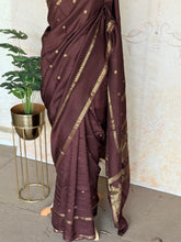 Pratya - Dates Brown Crepe Silk Saree | Boutique Sarees