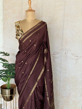 Pratya - Dates Brown Crepe Silk Saree | Boutique Sarees