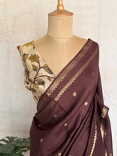 Pratya - Dates Brown Crepe Silk Saree | Boutique Sarees