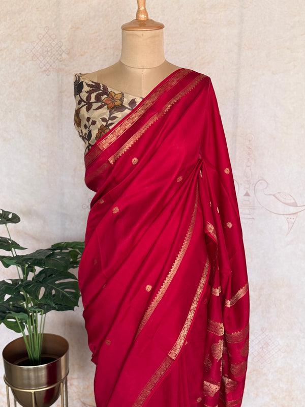Pratya - Red Crepe Silk Saree | Boutique Sarees
