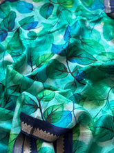 Mangalgiri Digital Printed Saree with Silver Zari Nizami Border | Studio Virupa