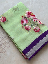 Mangalgiri Digital Printed Saree with Silver Zari Nizami Border | Studio Virupa