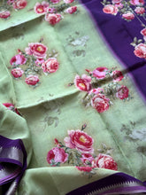 Mangalgiri Digital Printed Saree with Silver Zari Nizami Border | Studio Virupa