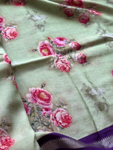 Mangalgiri Digital Printed Saree with Silver Zari Nizami Border | Studio Virupa