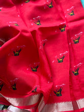 Mangalgiri Digital Printed Saree with Flamingo Print & Silver Zari Border | Studio Virupa