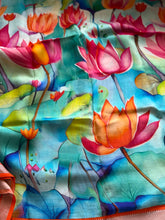 Mangalgiri Digital Printed Saree with Floral Print & Silver Zari Border | Studio Virupa