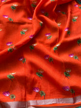 Mangalgiri Digital Printed Saree with Floral Print & Silver Zari Border | Studio Virupa