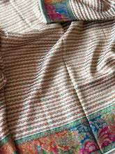 Pure Pashmina Silk Saree with All-Over Stripes & Raja Rani Story Pallu – Multicolour with Contrast Pink Blouse