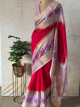 Mysore Crepe Silk Mubbagam Saree with Floral Borders – Festive Ethnic Wear