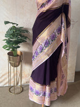 Mysore Crepe Silk Mubbagam Saree with Floral Borders – Festive Ethnic Wear