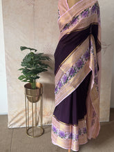 Mysore Crepe Silk Mubbagam Saree with Floral Borders – Festive Ethnic Wear