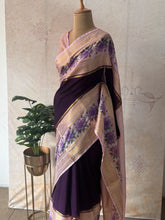 Mysore Crepe Silk Mubbagam Saree with Floral Borders – Festive Ethnic Wear