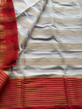 Semi Mysore Crepe Silk Saree with Rich Red & Gold Zari Border